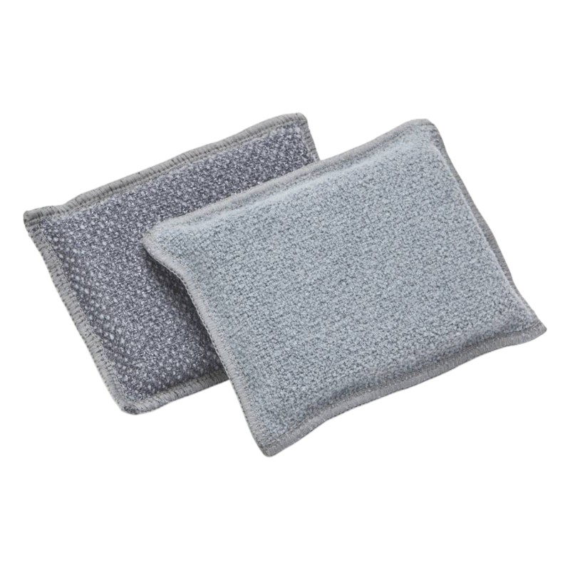 Dubbelzijdige microvezel schuurspons - Grijs - 13 x 9 cm